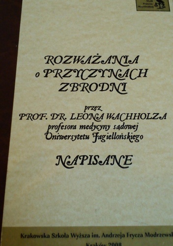 Okladka ksiazki rozwazania o przyczynach zbrodni